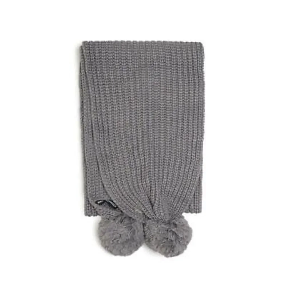 Karl Lagerfeld Paris Long Scarf Knit Double Pom Scarf Granite Grey New